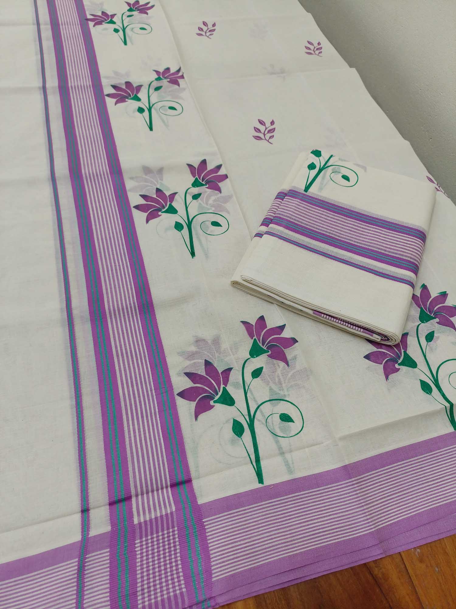 Balaramapuram Printed Set-Mundu for Women