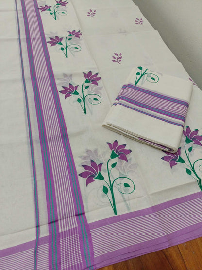 Balaramapuram Printed Set-Mundu for Women