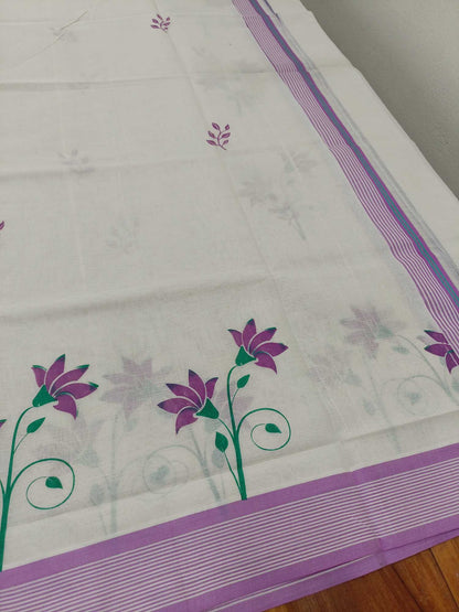 Balaramapuram Printed Set-Mundu for Women