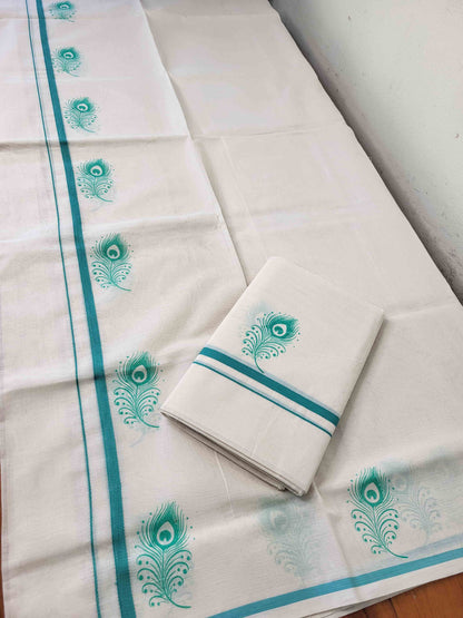 Balaramapuram Printed Set-Mundu for Women