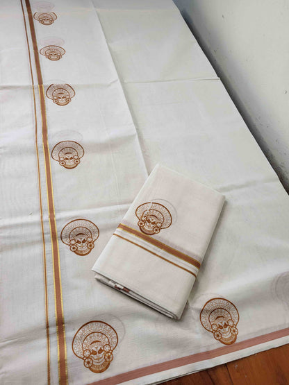 Balaramapuram Printed Set-Mundu for Women