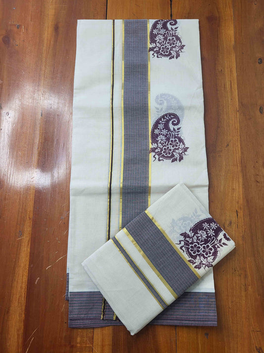 Balaramapuram Printed Set-Mundu for Women
