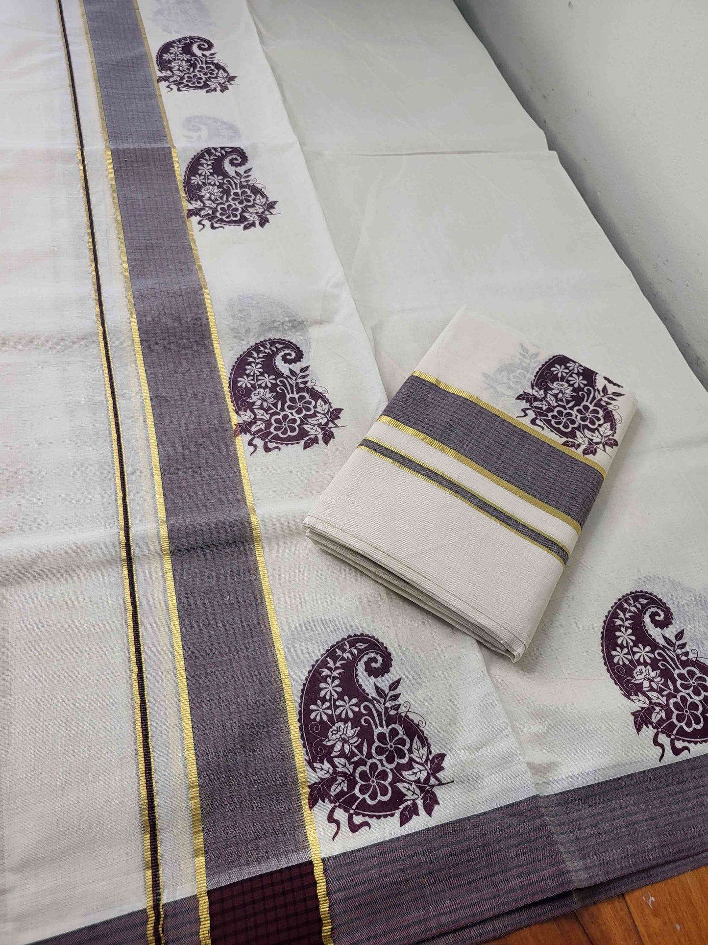 Balaramapuram Printed Set-Mundu for Women