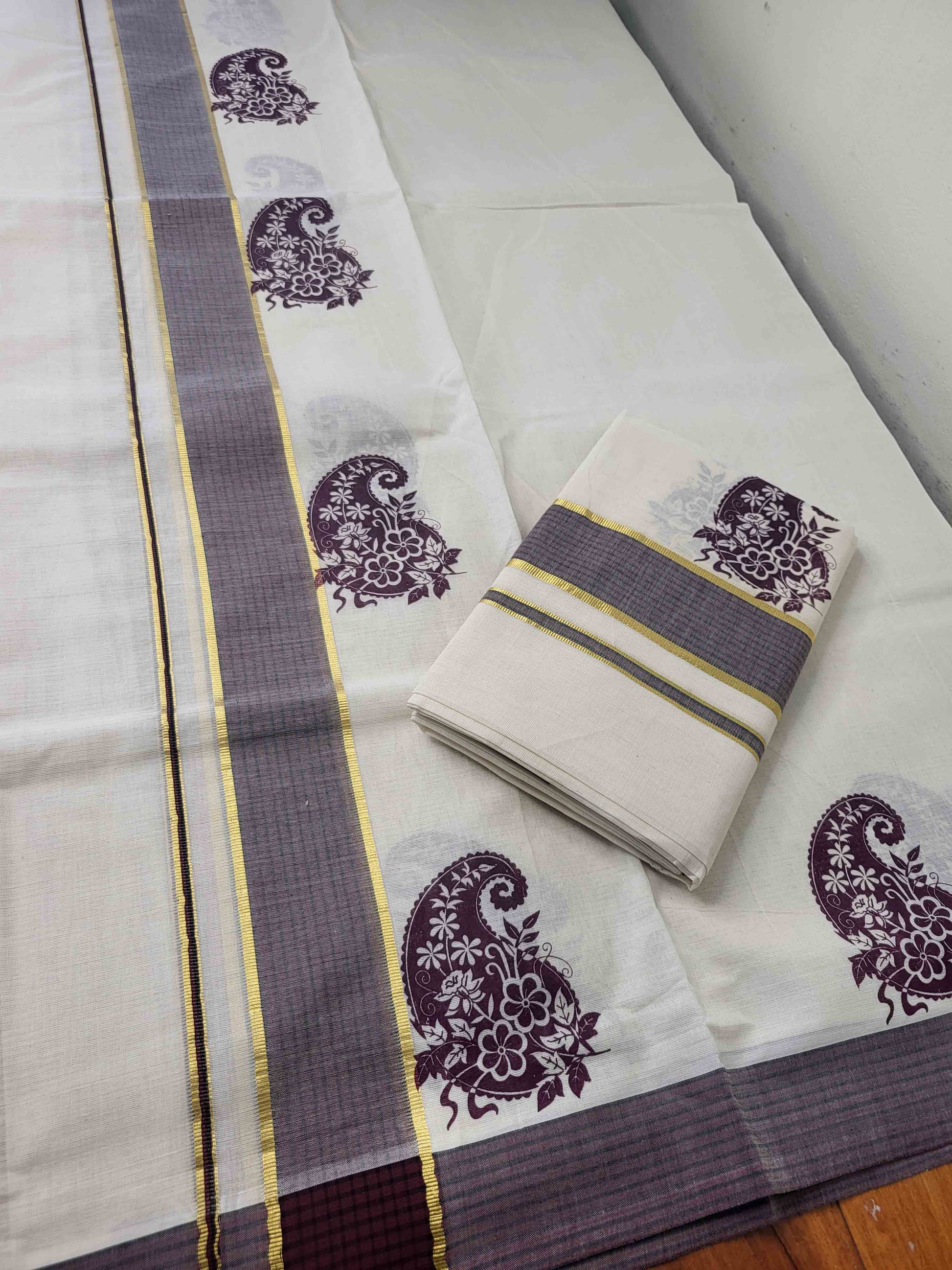 Balaramapuram Printed Set-Mundu for Women