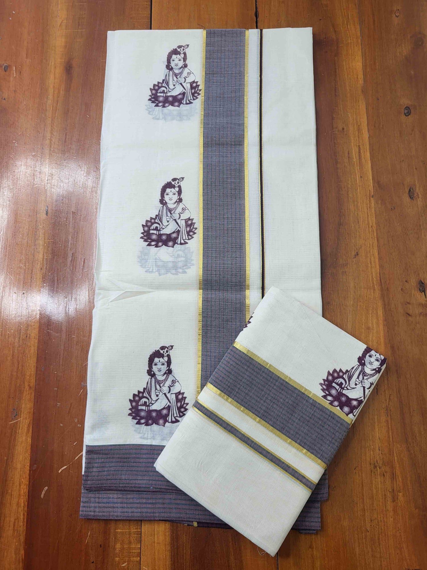 Balaramapuram Printed Set-Mundu for Women