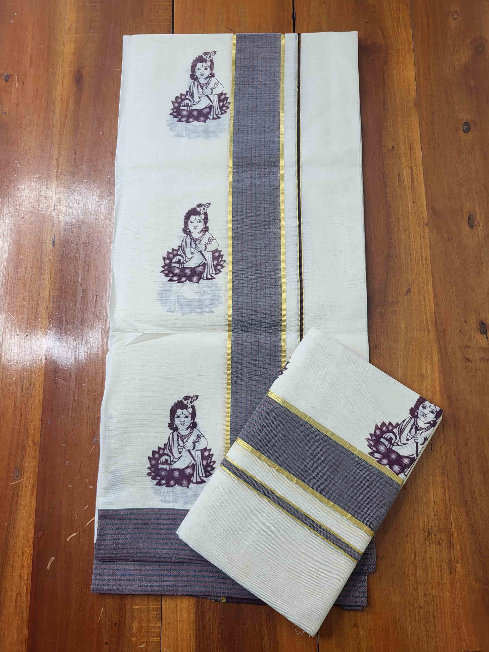 Balaramapuram Printed Set-Mundu for Women