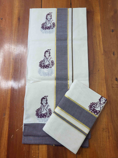 Balaramapuram Printed Set-Mundu for Women