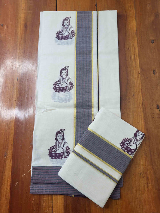 Balaramapuram Printed Set-Mundu for Women