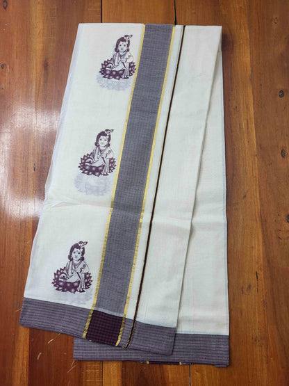 Balaramapuram Printed Set-Mundu for Women