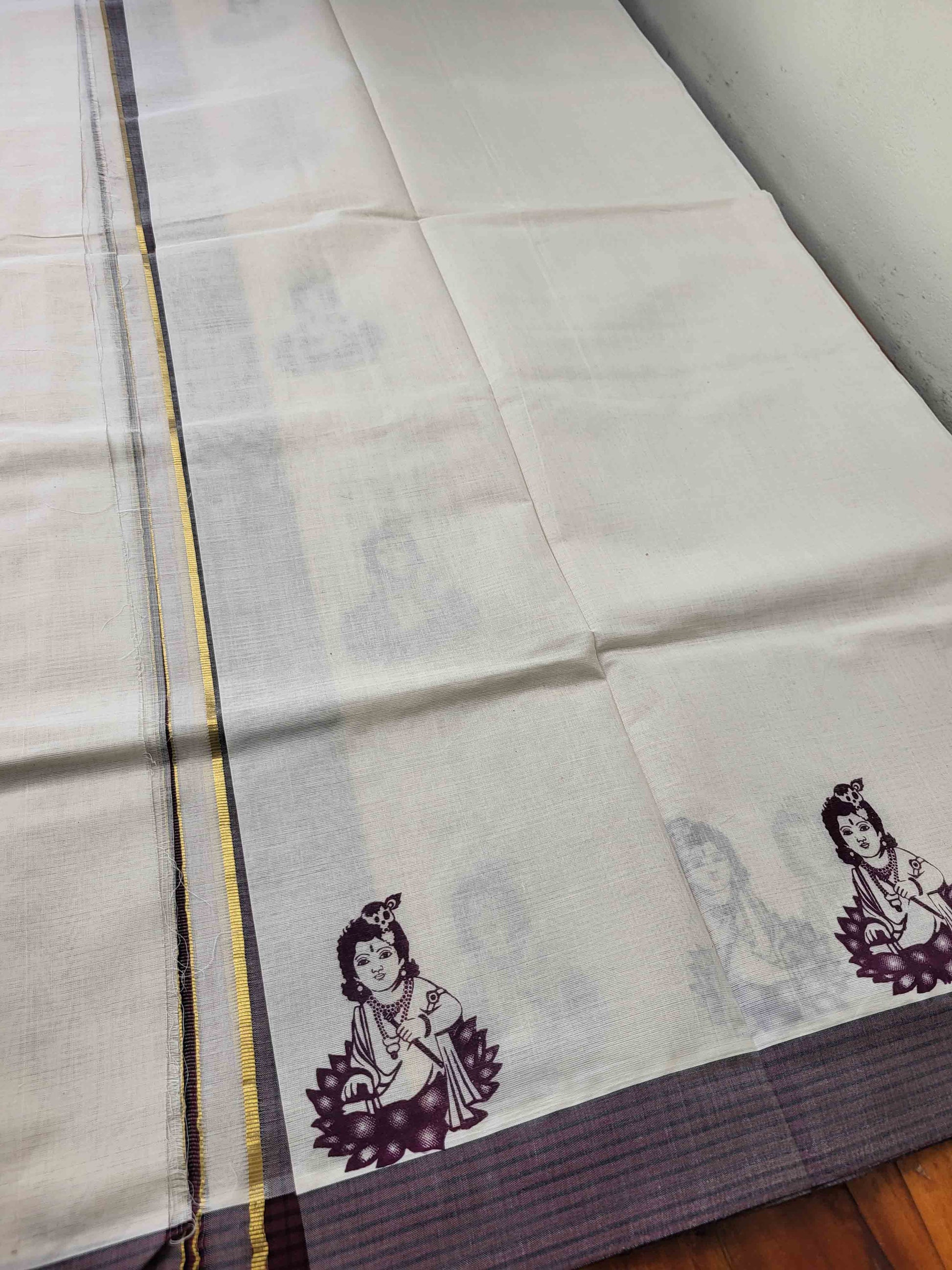 Balaramapuram Printed Set-Mundu for Women