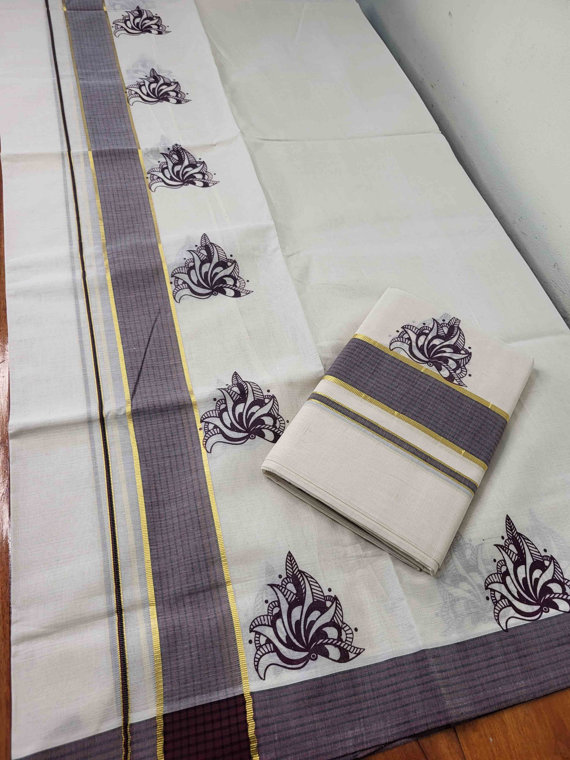 Balaramapuram Printed Set-Mundu for Women