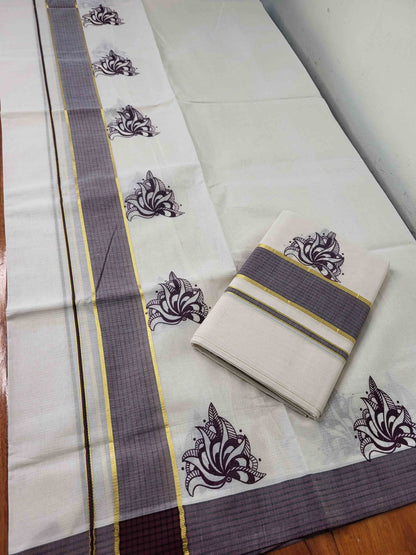 Balaramapuram Printed Set-Mundu for Women