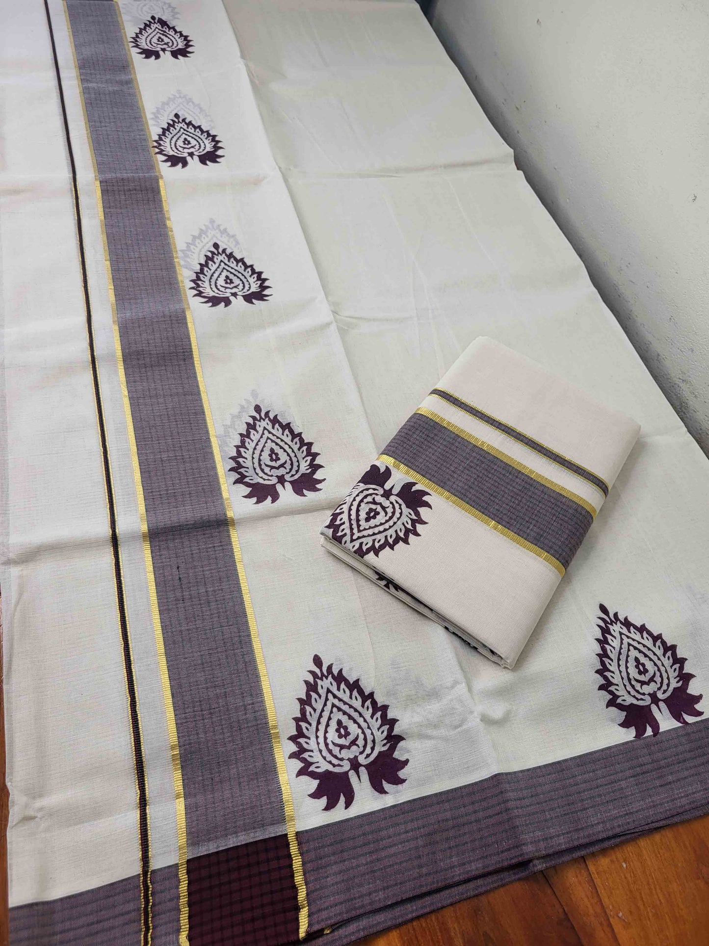 Balaramapuram Printed Set-Mundu for Women