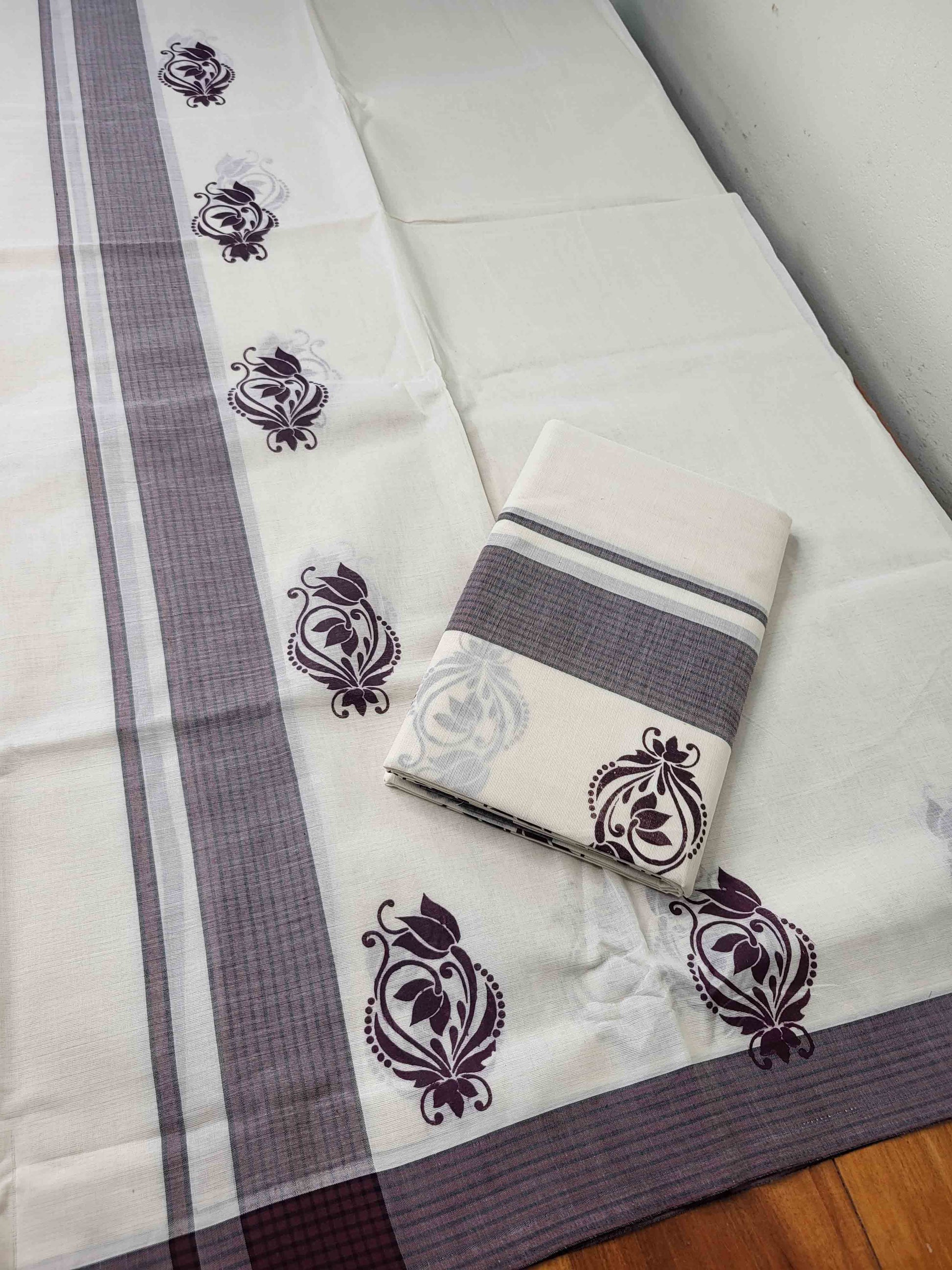 Balaramapuram Printed Set-Mundu for Women
