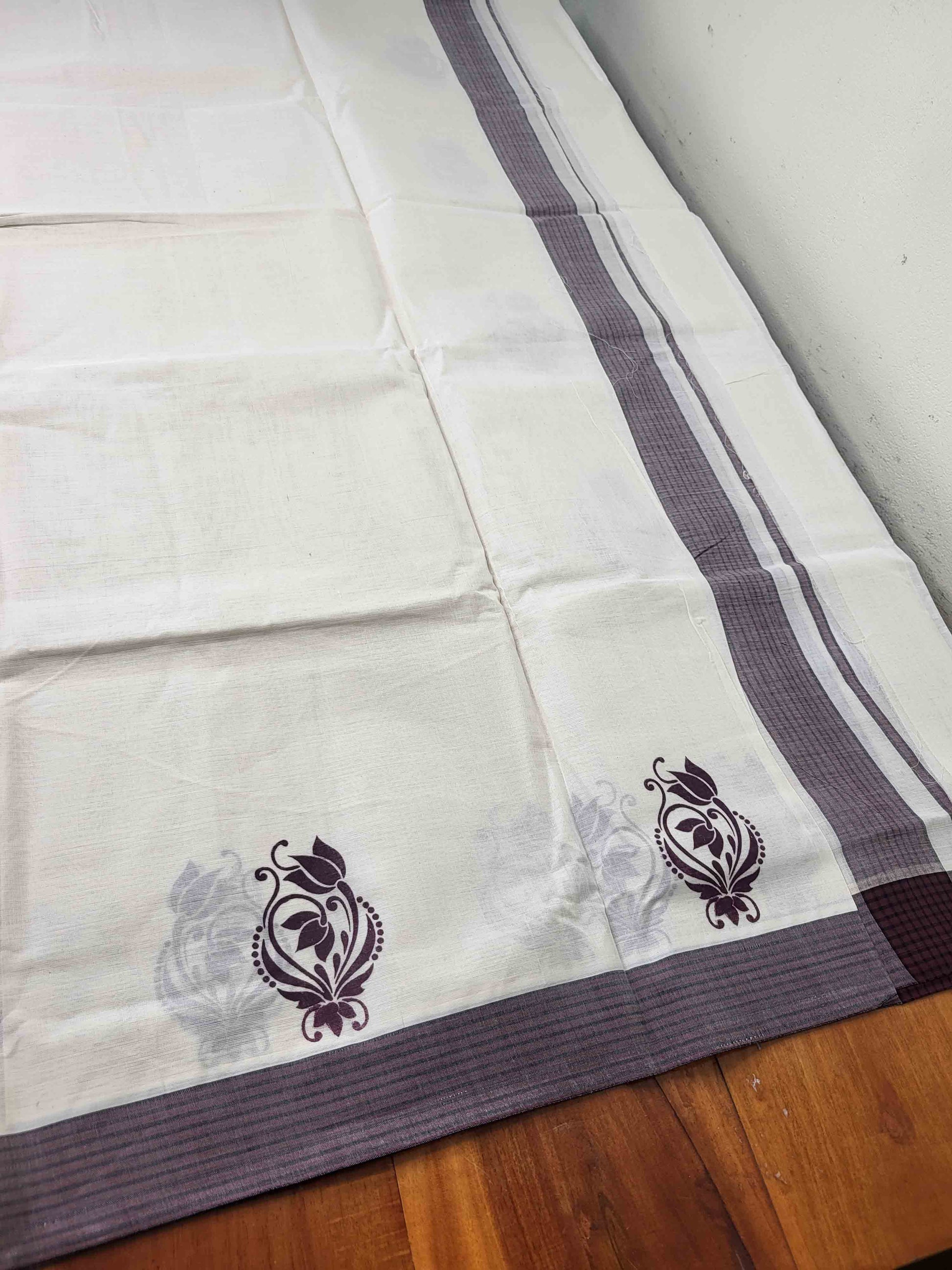 Balaramapuram Printed Set-Mundu for Women