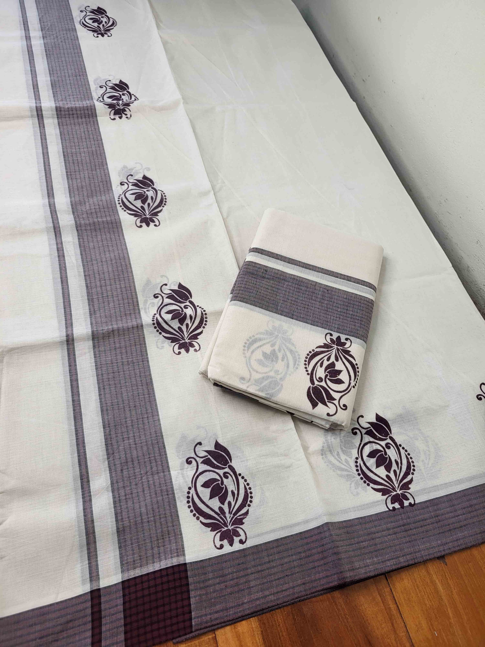 Balaramapuram Printed Set-Mundu for Women
