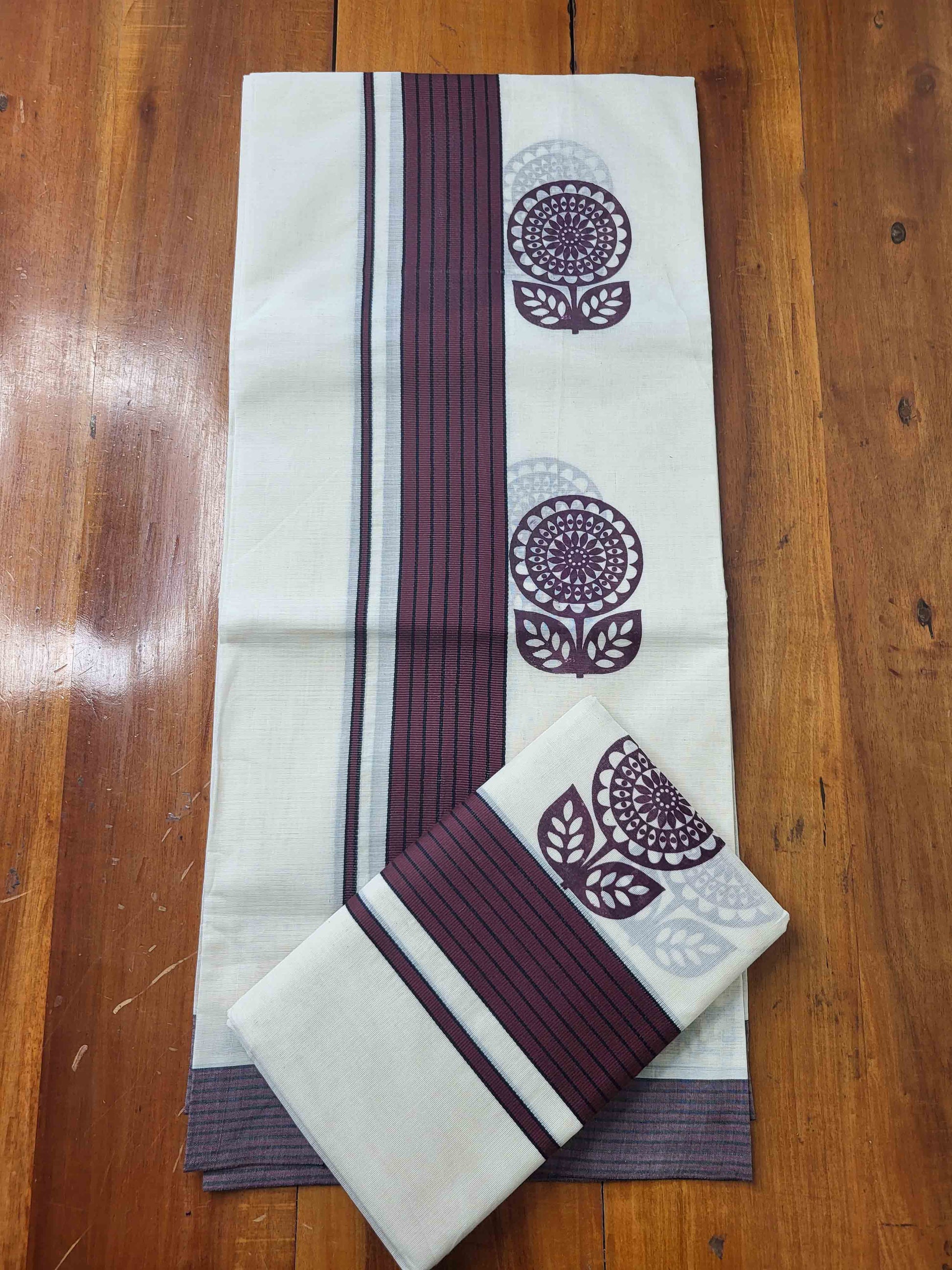 Balaramapuram Printed Set-Mundu for Women