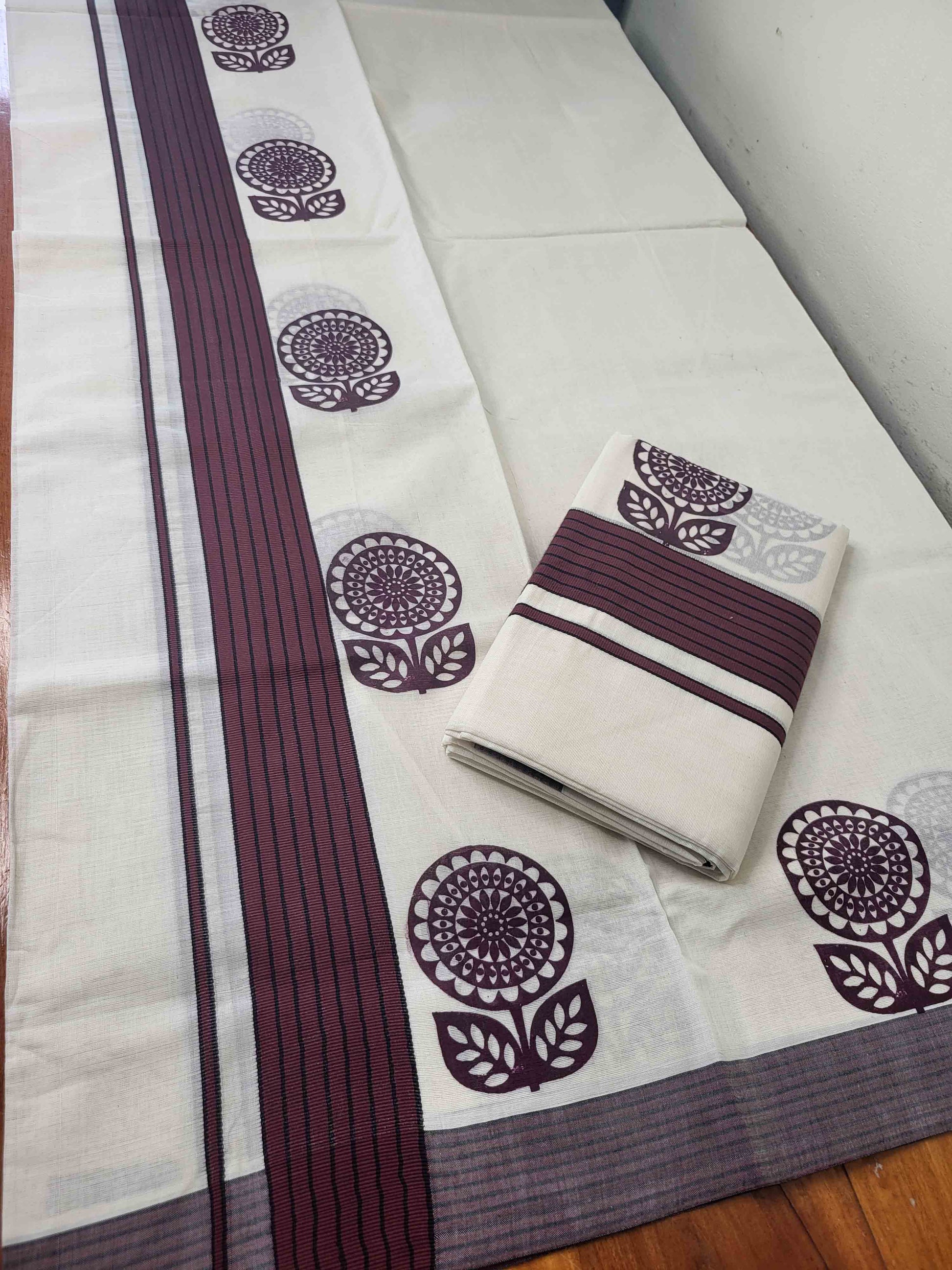 Balaramapuram Printed Set-Mundu for Women