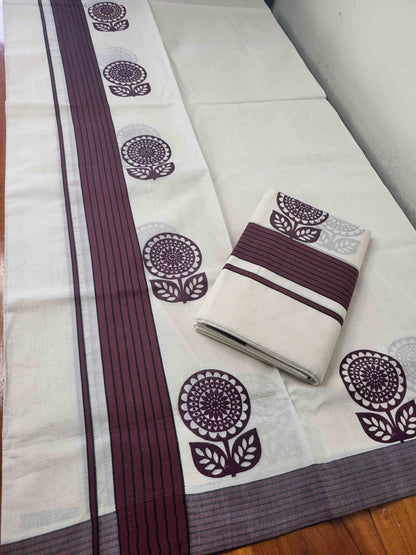 Balaramapuram Printed Set-Mundu for Women