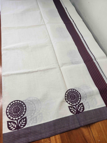 Balaramapuram Printed Set-Mundu for Women