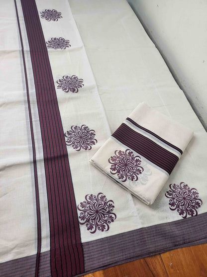 Balaramapuram Printed Set-Mundu for Women