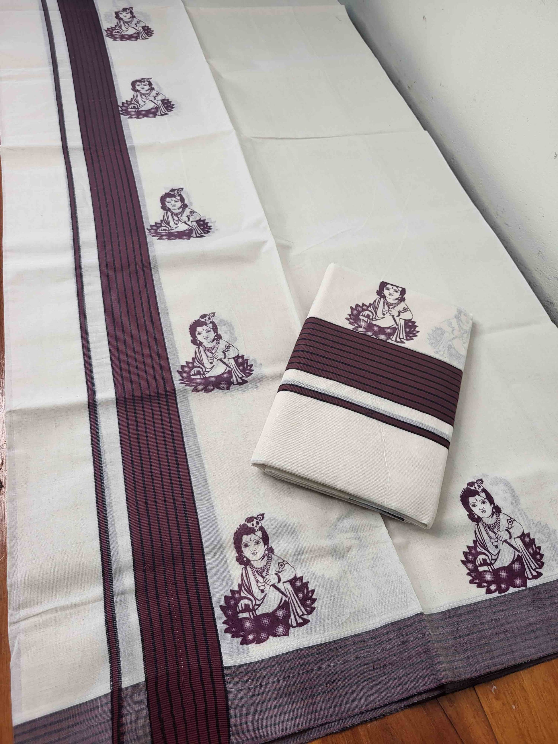 Balaramapuram Printed Set-Mundu for Women