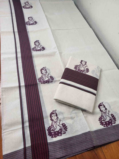 Balaramapuram Printed Set-Mundu for Women