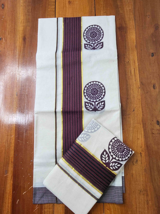 Balaramapuram Printed Set-Mundu for Women