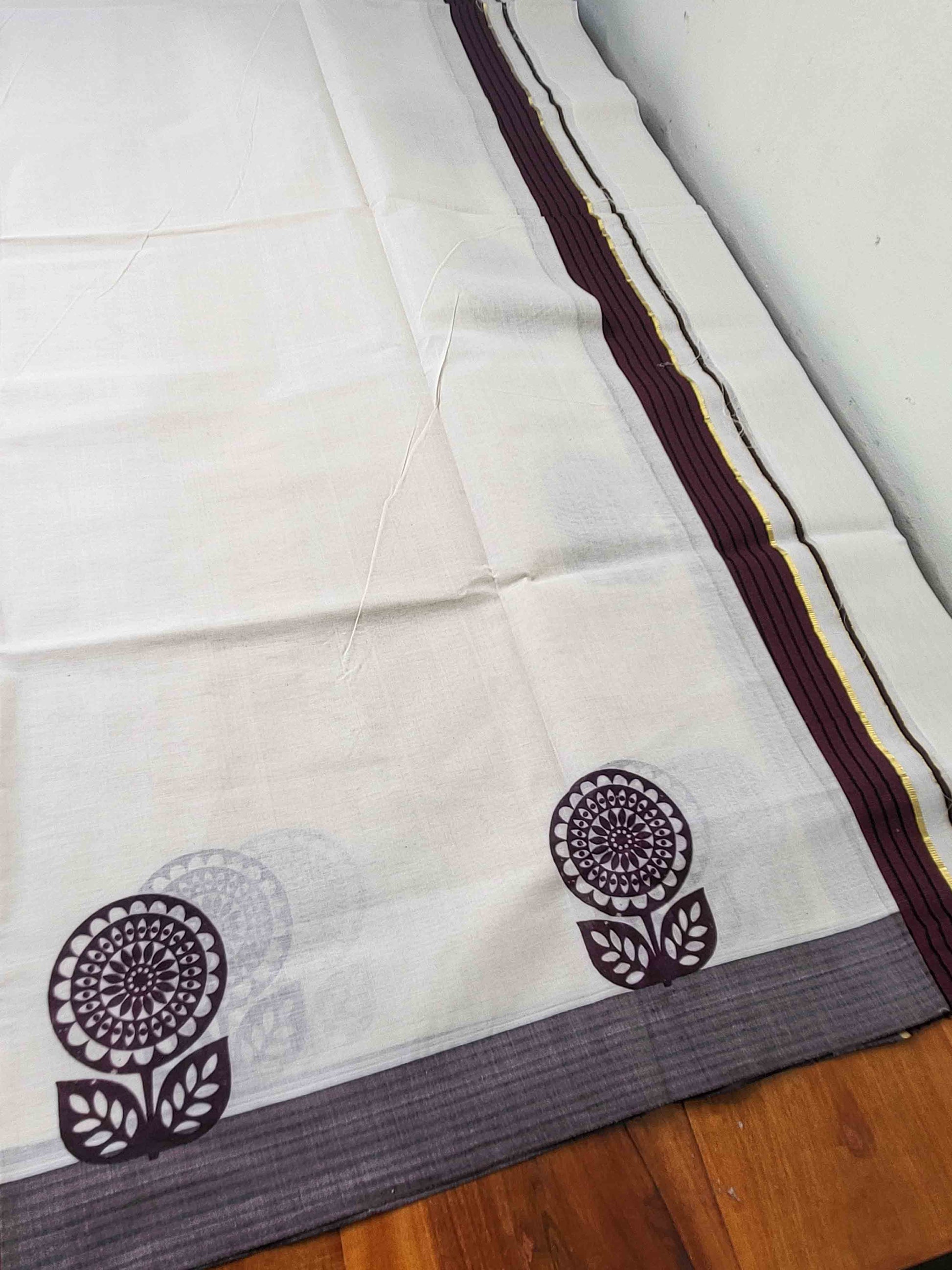 Balaramapuram Printed Set-Mundu for Women