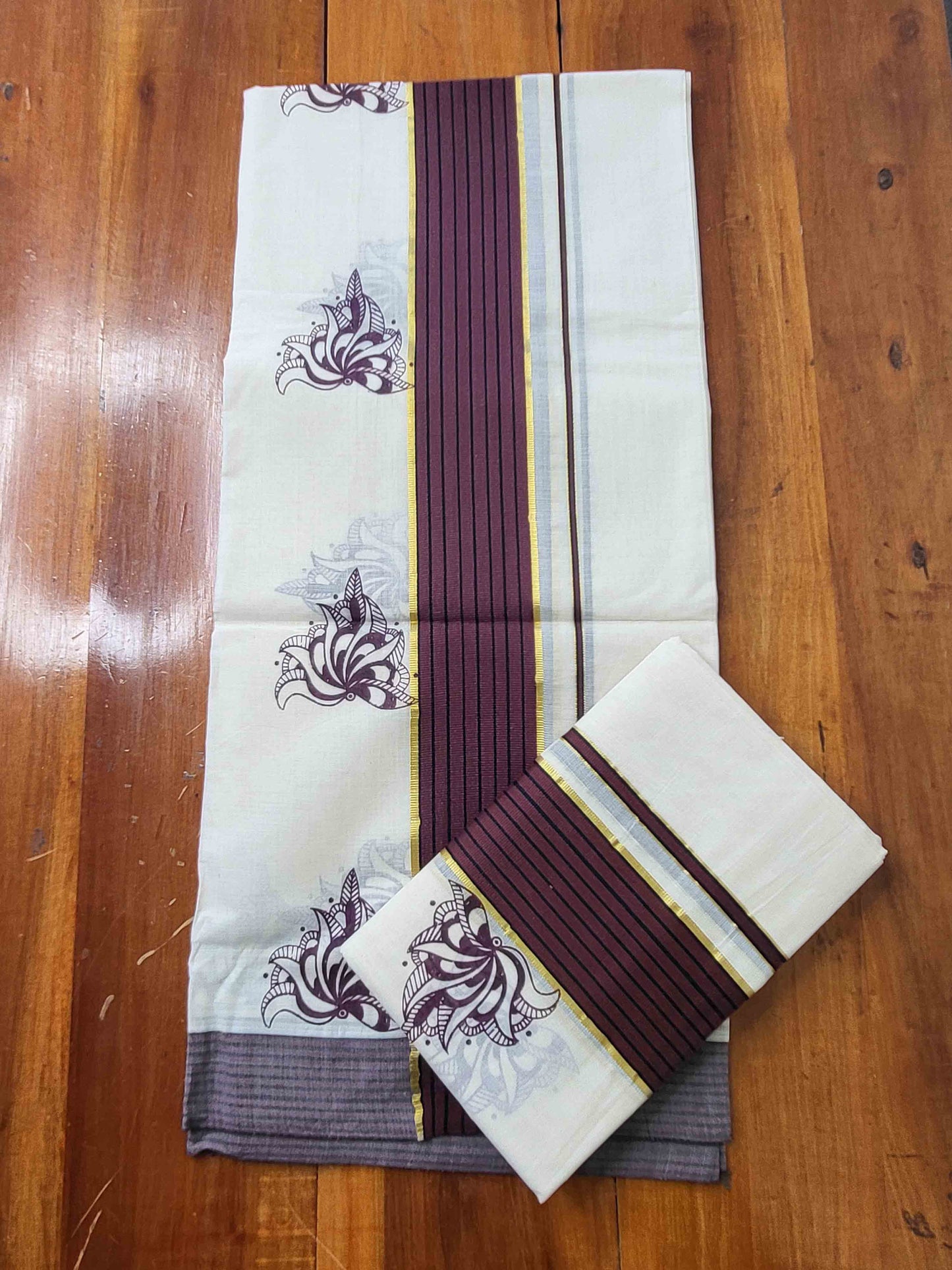 Balaramapuram Printed Set-Mundu for Women