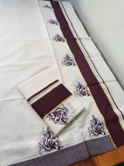 Balaramapuram Printed Set-Mundu for Women