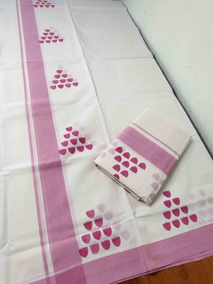 Balaramapuram Printed Set-Mundu for Women