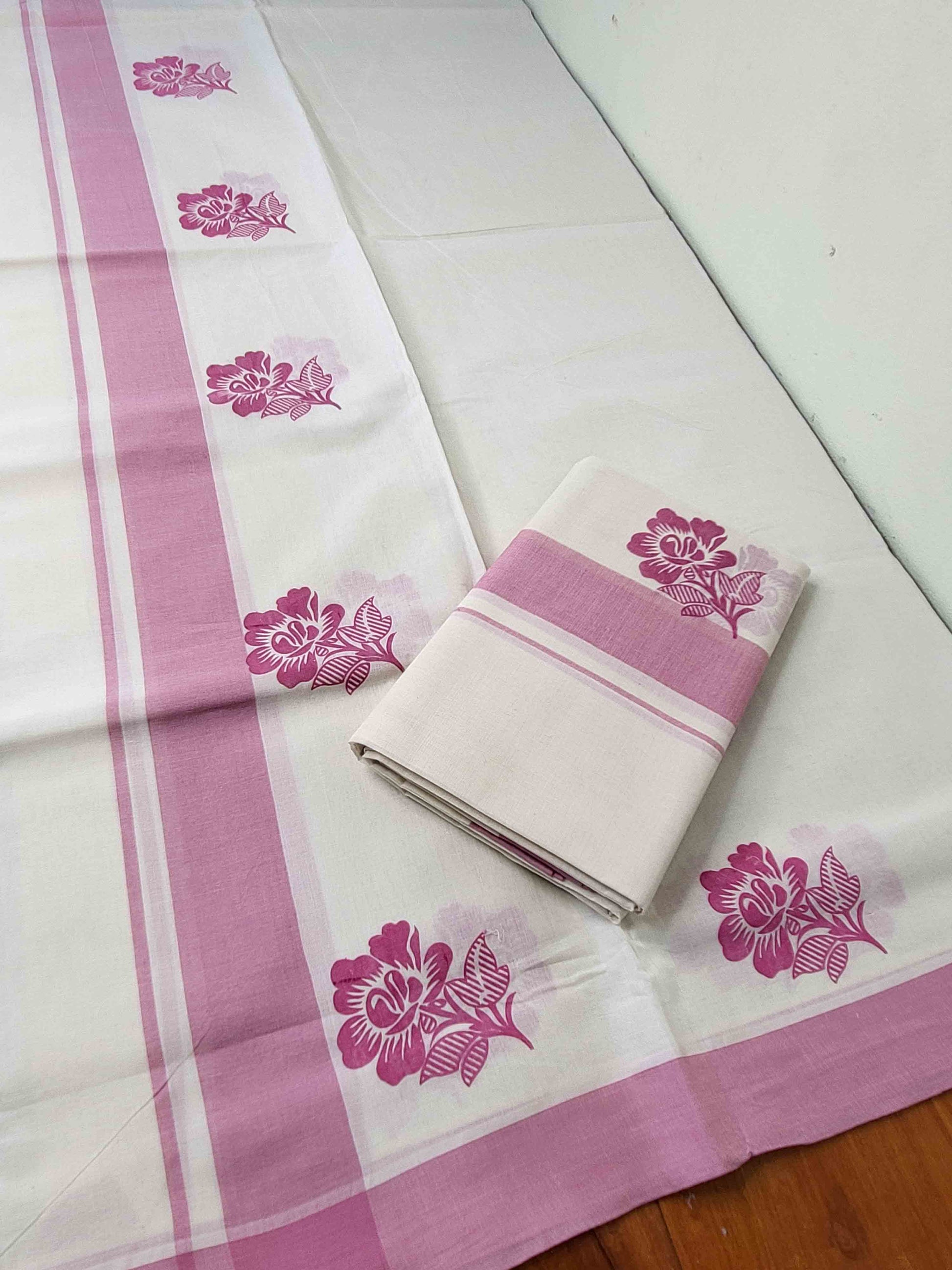Balaramapuram Printed Set-Mundu for Women