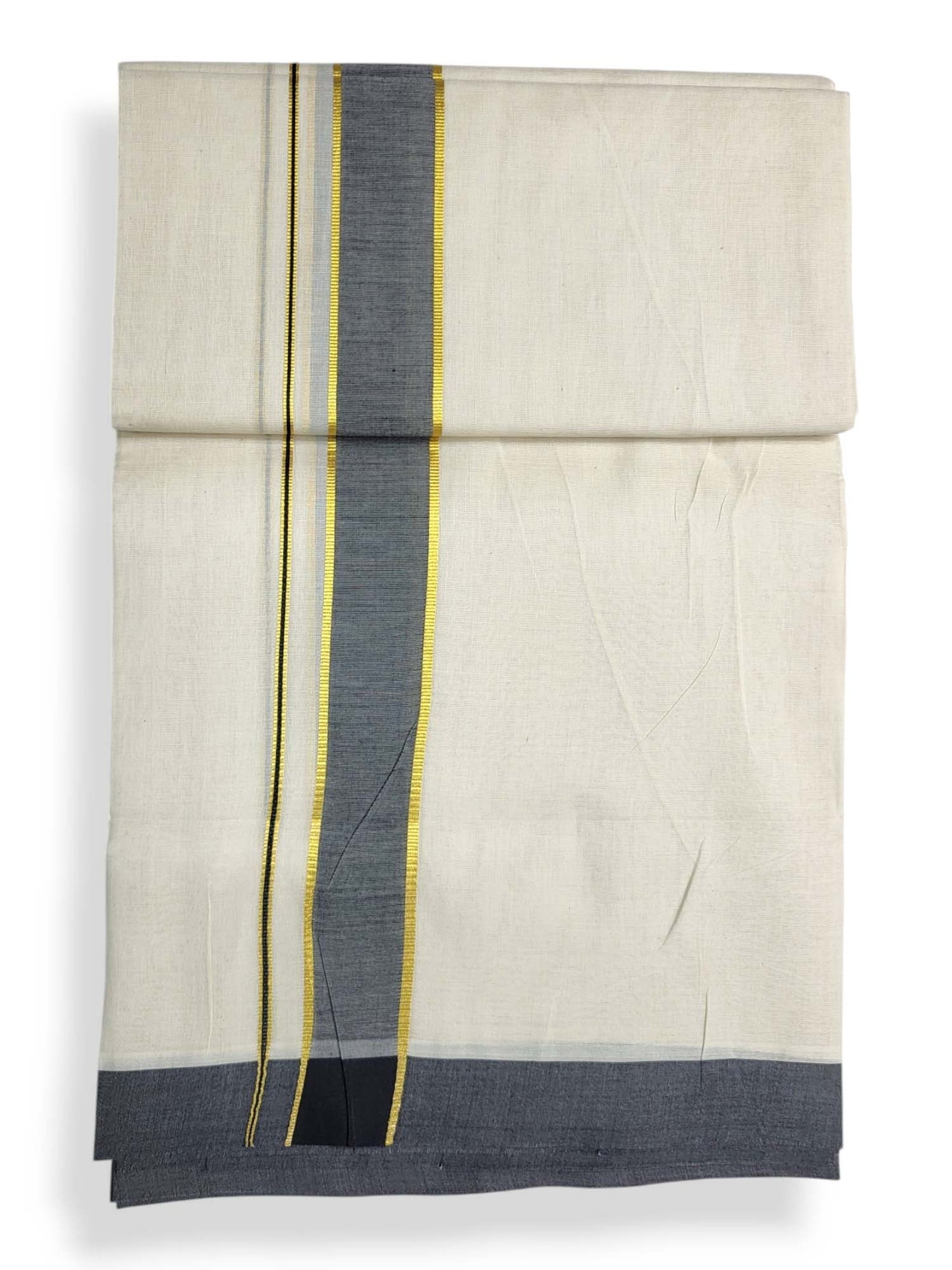 Kerala Double Mundu/Dhoti Pure Cotton with Black Border