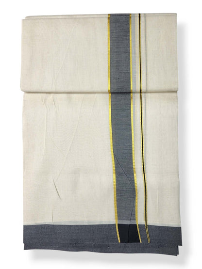 Kerala Double Mundu/Dhoti Pure Cotton with Black Border