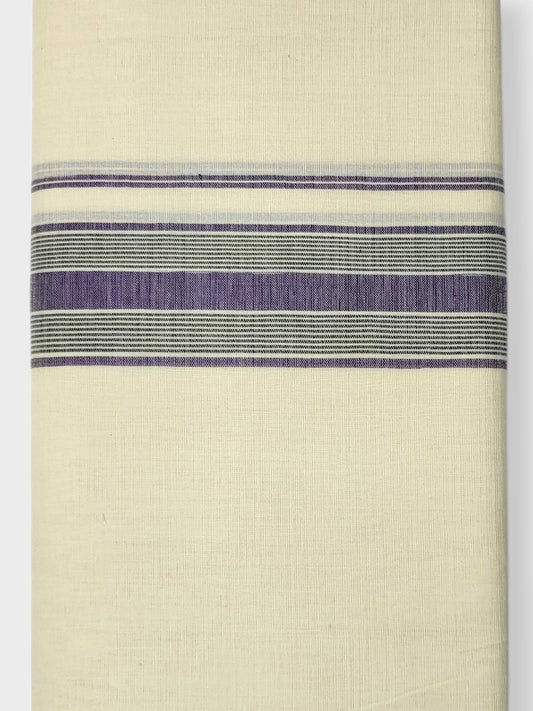 Kerala Mundu/Dhoti (Double) Pure Cotton with Violet Border