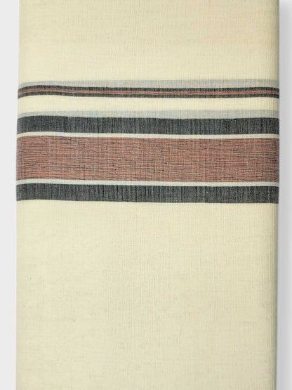 Kerala Mundu/Dhoti (Double) Pure Cotton with Rose & Black Border