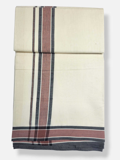 Kerala Mundu/Dhoti (Double) Pure Cotton with Rose & Black Border