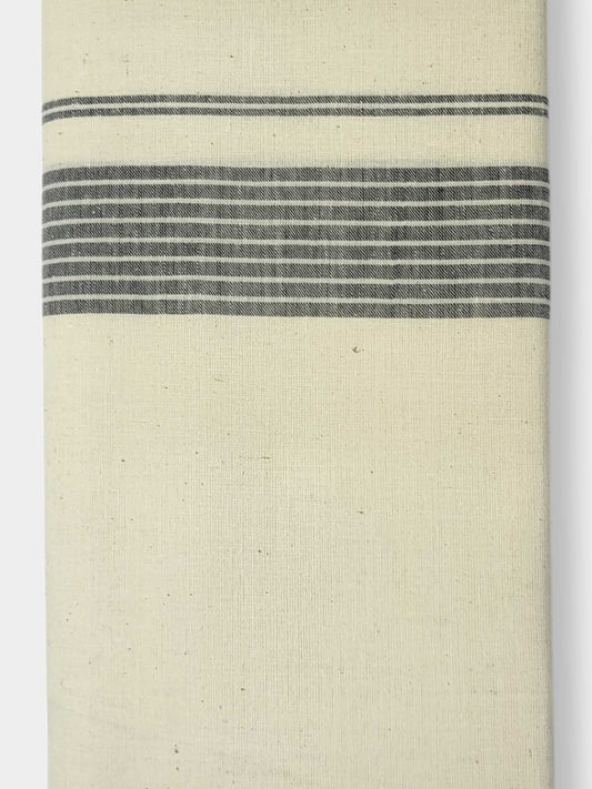 Kerala Single Dhoti/Mundu Pure Cotton with Black Stripe Border