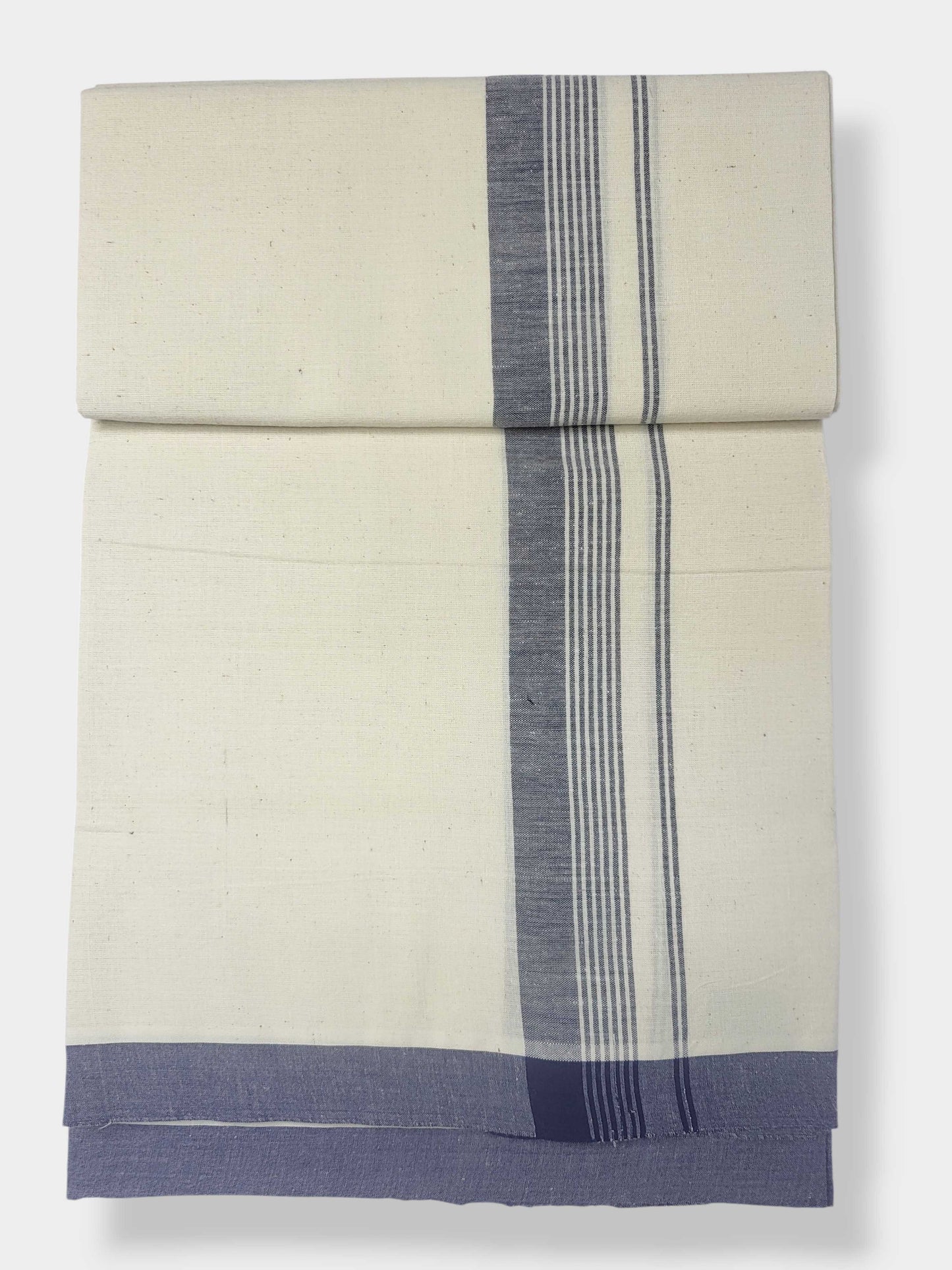 Kerala Single Dhoti/Mundu Pure Cotton with Blue Border