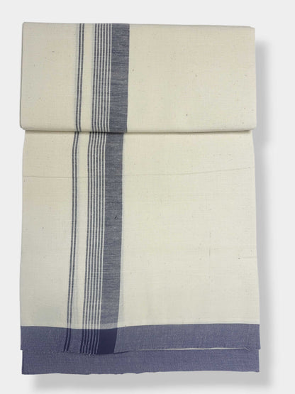 Kerala Single Dhoti/Mundu Pure Cotton with Blue Border