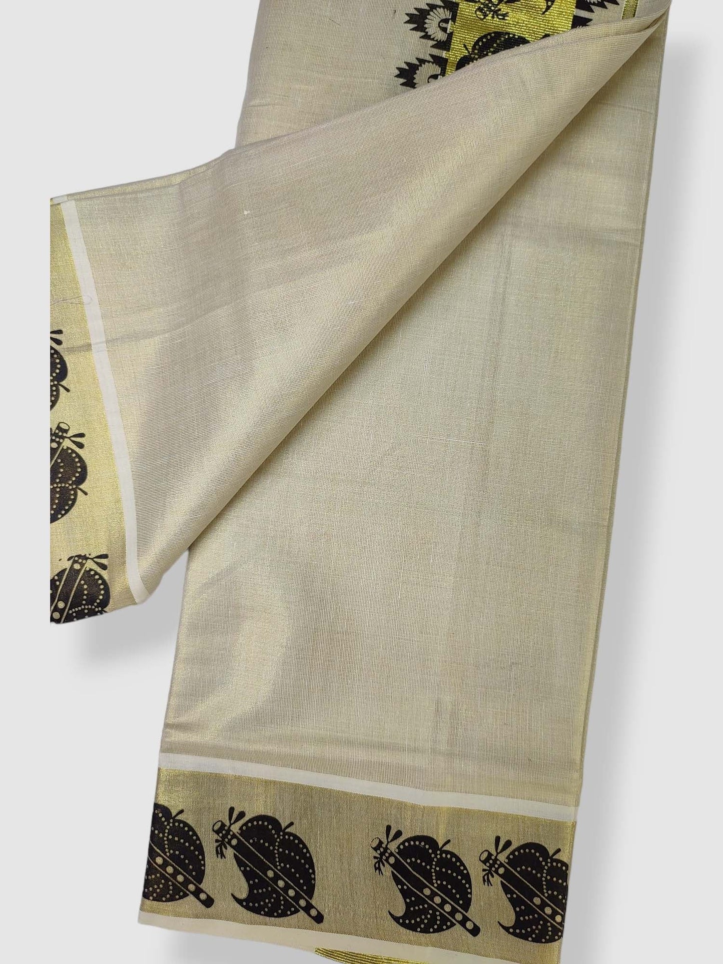 Kerala Single Tissue Set Mundu with Printed Design