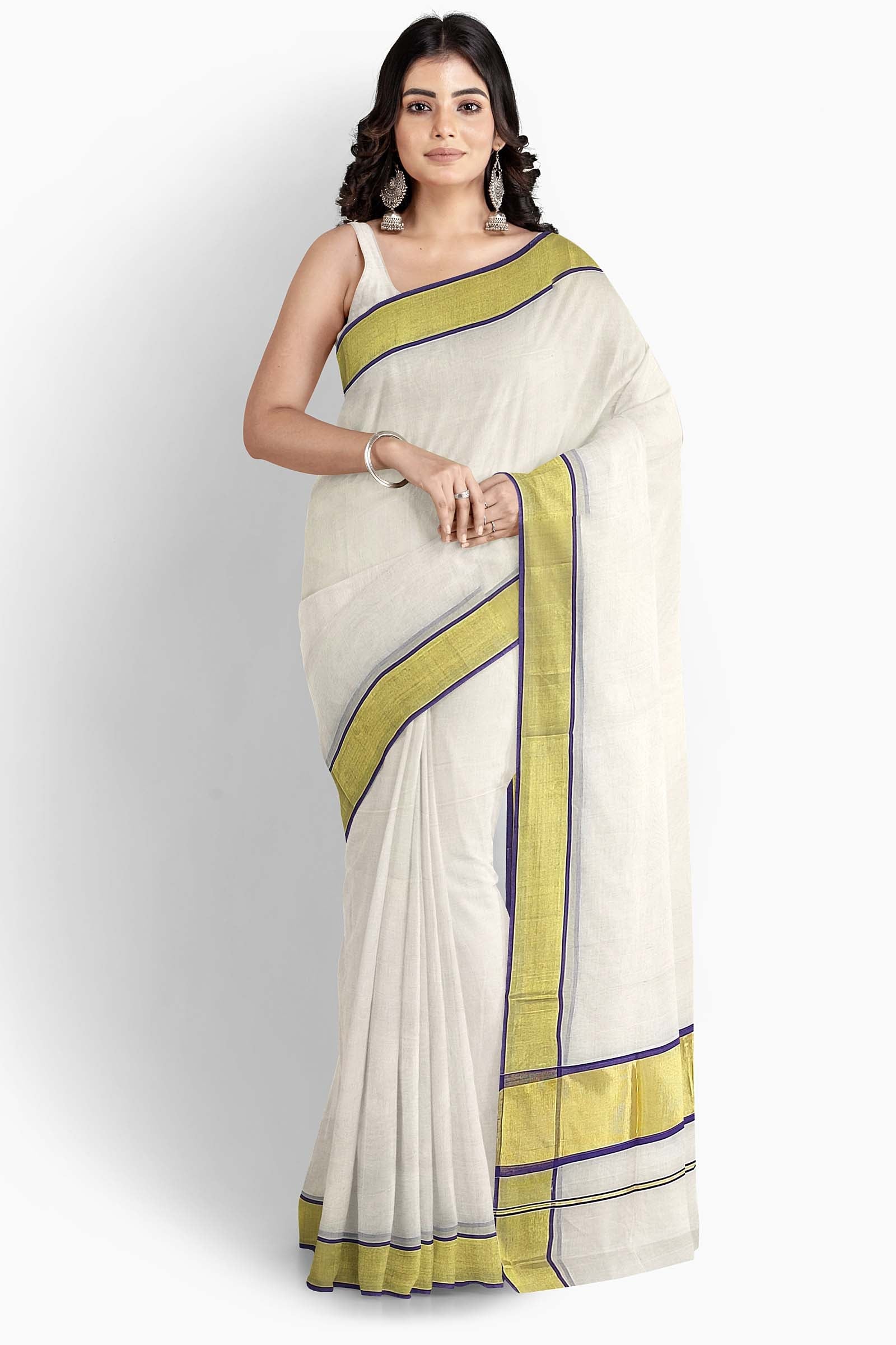 TRADATIONAL FASHIO KERALA KASAVU SAREE WITH ZARI 2BY 3 SUPERIOR QUALITY