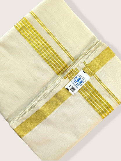 Premium Wedding Handloom Kasavu Mundu for Men