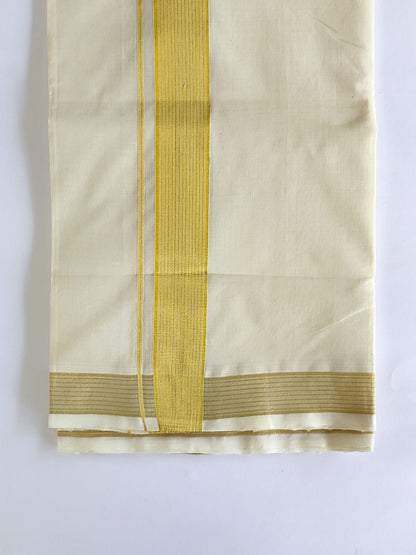 Premium Wedding Handloom Kasavu Mundu for Men