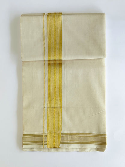 Premium Wedding Handloom Kasavu Mundu for Men