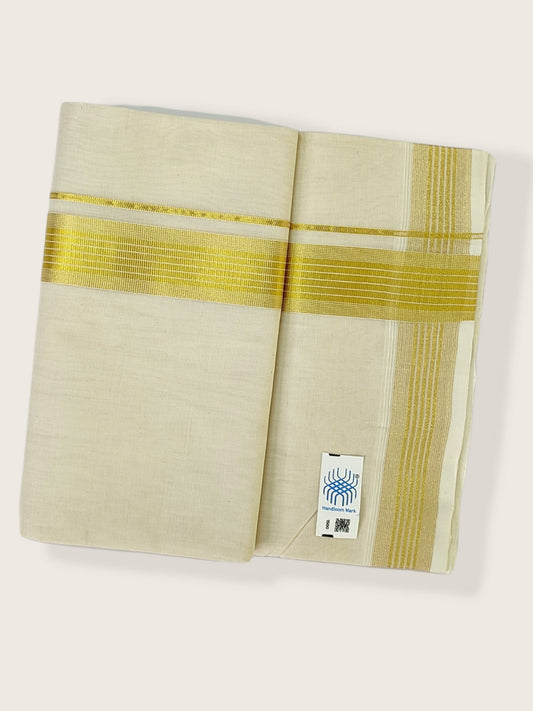 Premium Wedding Handloom Kasavu Mundu for Men