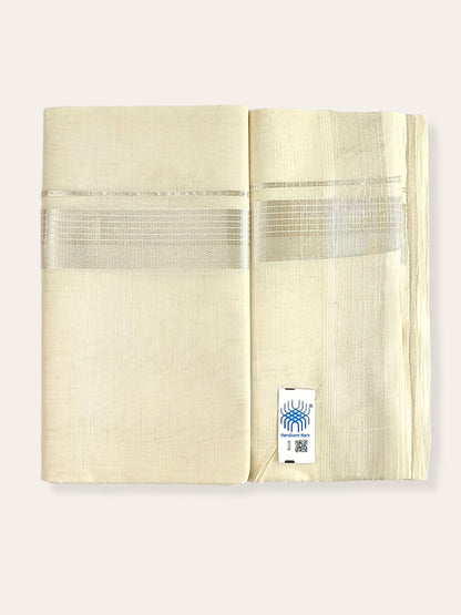 Premium Wedding Handloom Balaramapuram Unaakupaavu Kasavu Mundu for Men