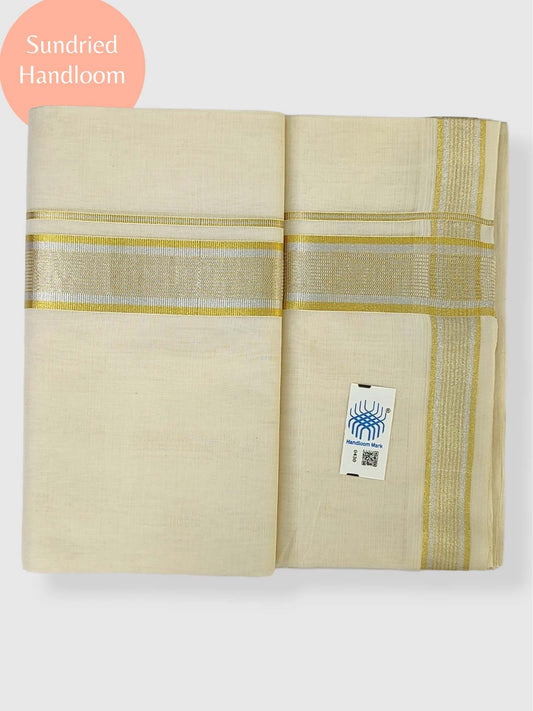 Premium Wedding Handloom Balaramapuram Unaakupaavu Kasavu Mundu for Men