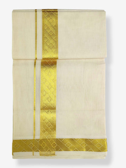 Premium Wedding Handloom Balaramapuram Unaakupaavu Kasavu Mundu for Men